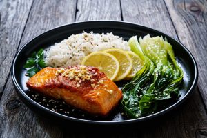 plate of asian style salmon